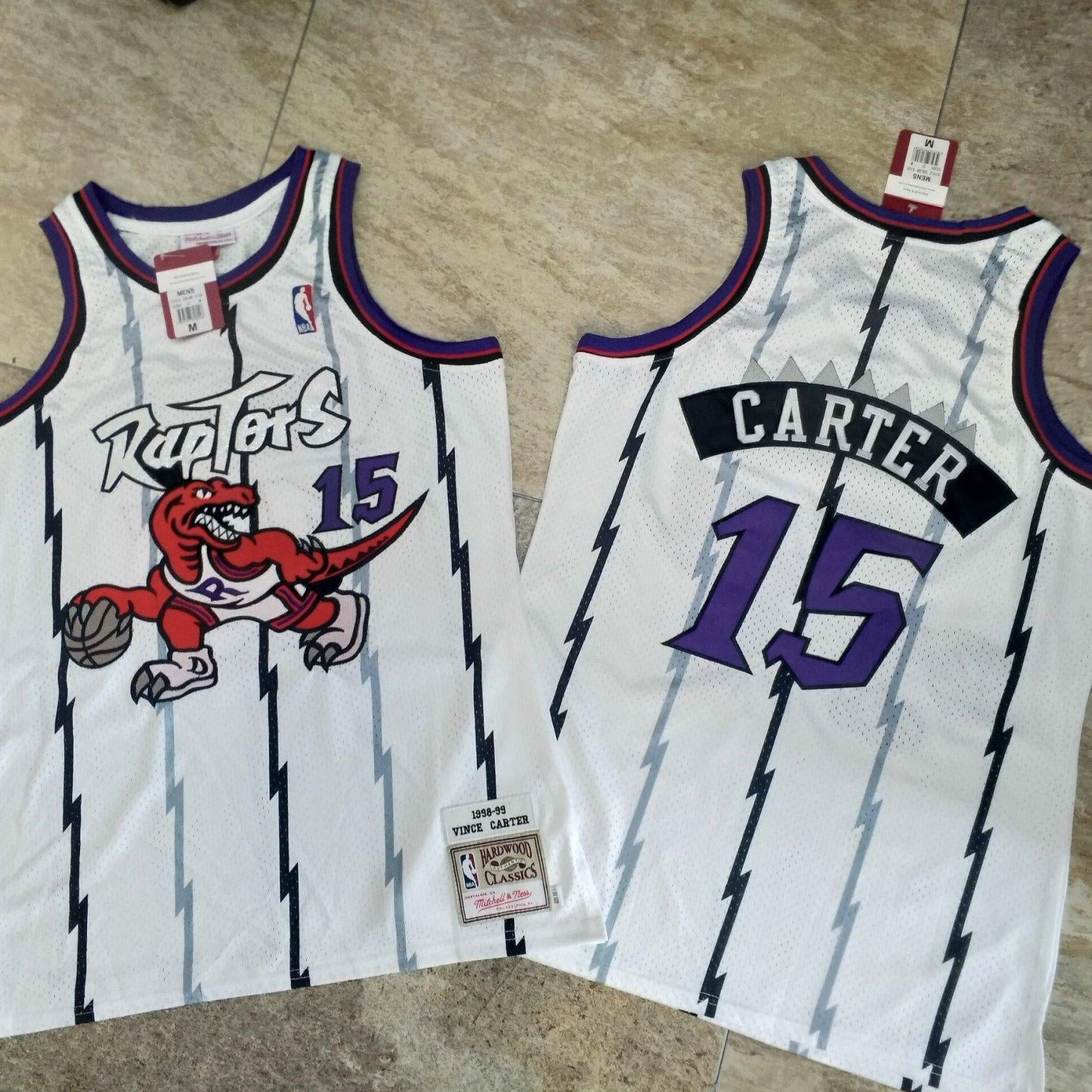 Regata Authentic Toronto Raptors Mitchell & Ness Hardwood Classics Branca 1998-99