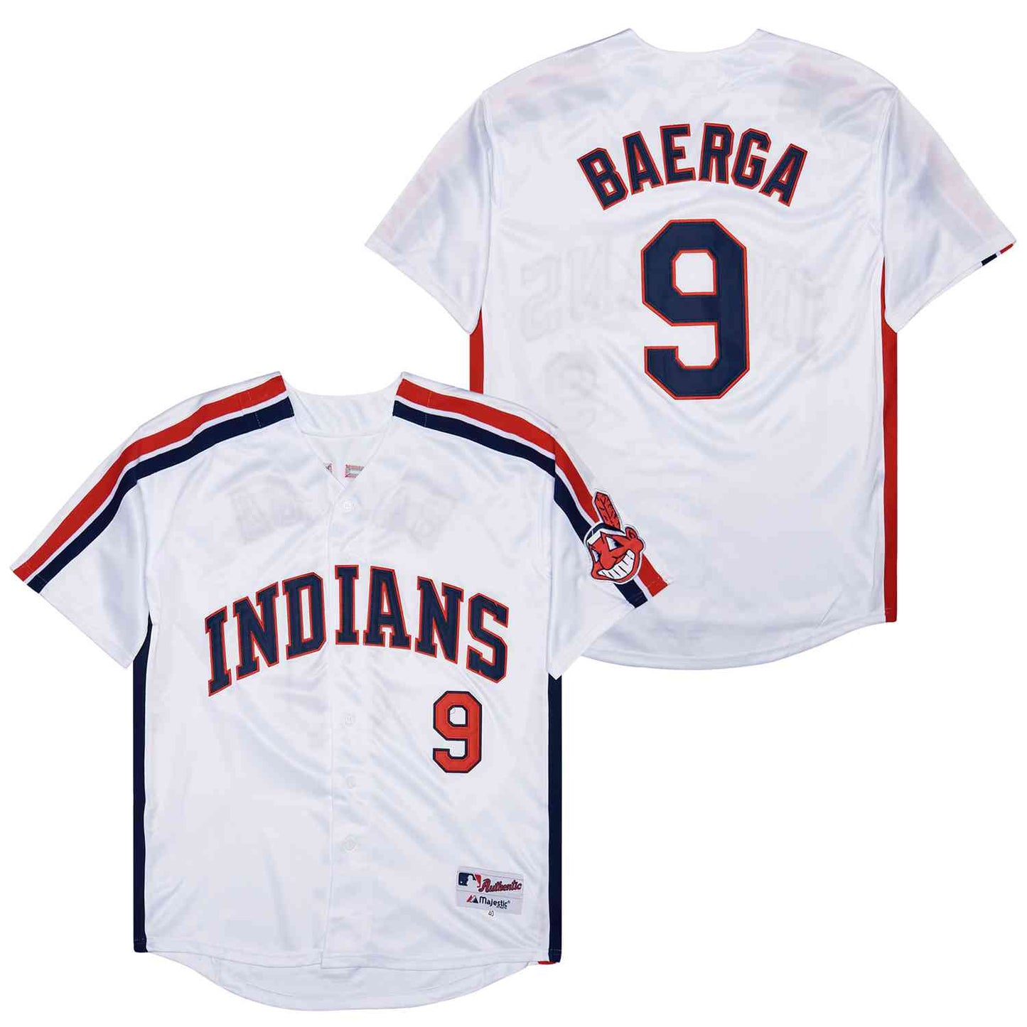 Jersey Cleveland Indians Carlos Baega Majestic Authentic Branca