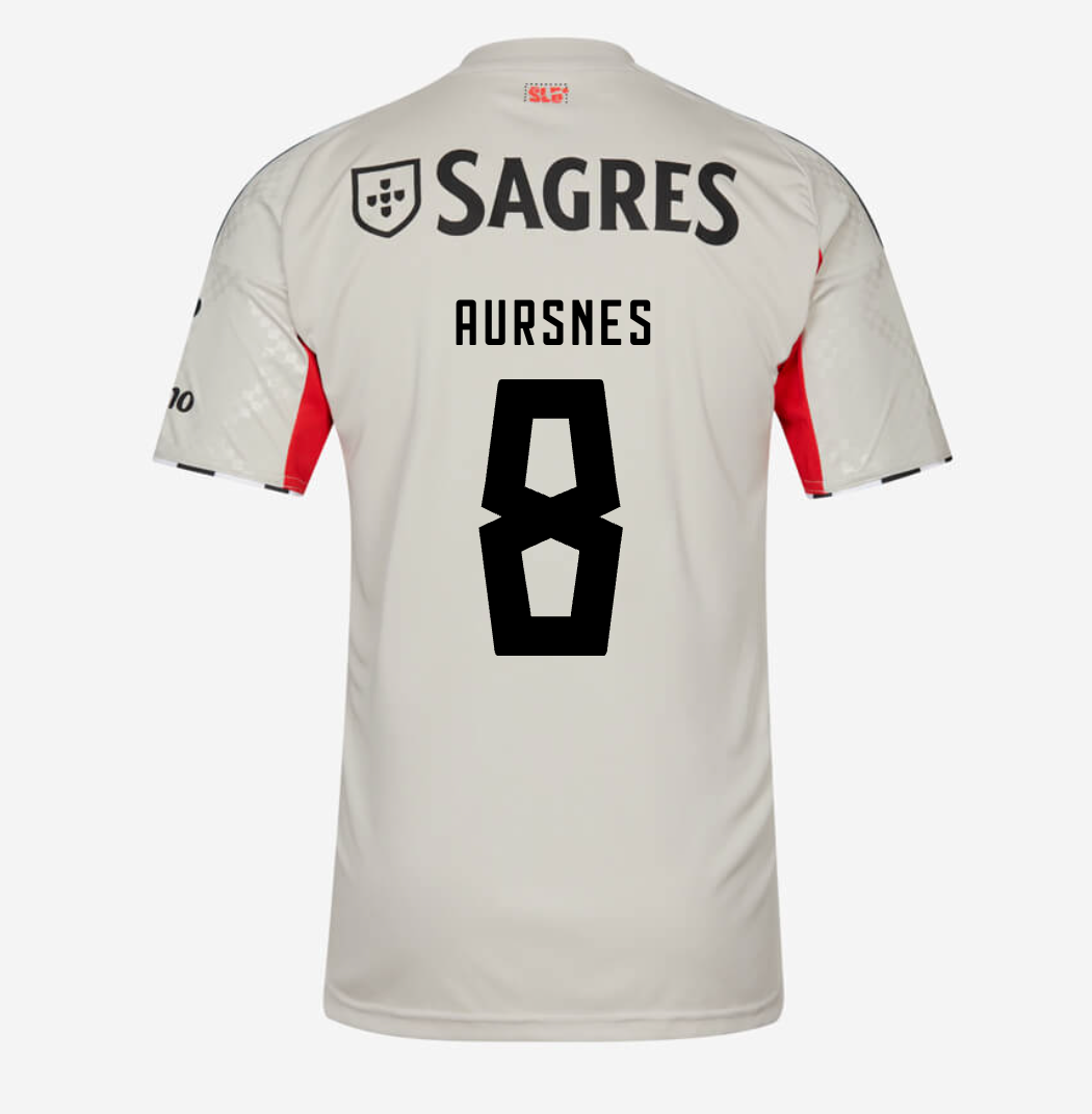 Camisa Benfica 25/26 Away Bege #8 Aursnes