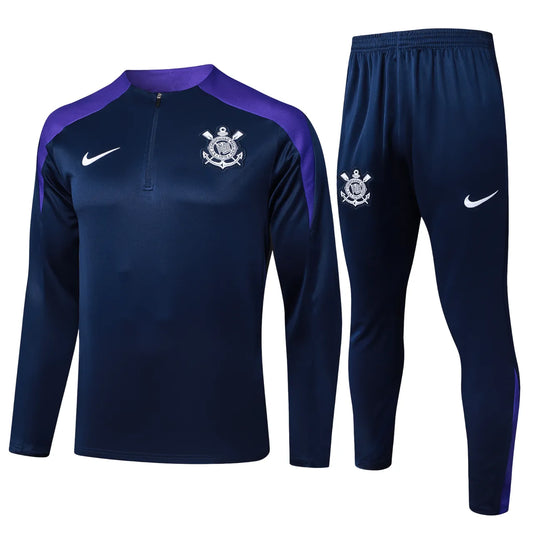 Conjunto Agasalho Treino Corinthians 24/25 - Preto e Roxo