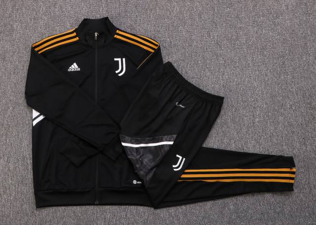 Conjunto Juventus Preto x Dourada Ziper Total