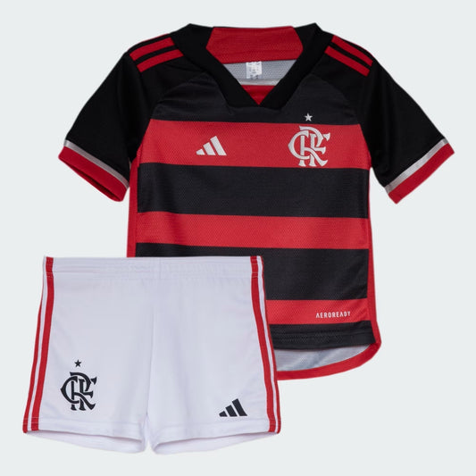 Conjunto Infantil Flamengo Primera Equipación 24/25 - Preto e Vermelho