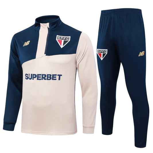 Conjunto Agasalho Comissão São Paulo 24/25 - Bege
