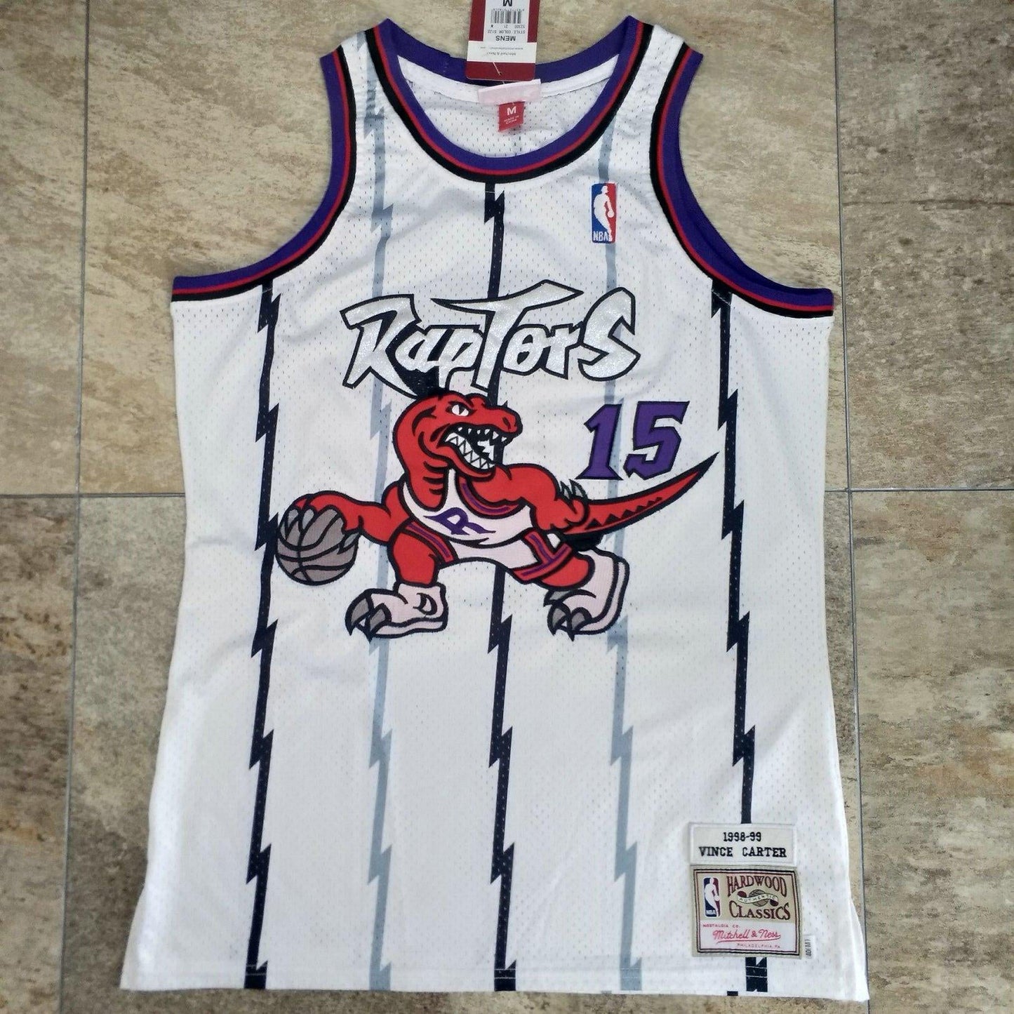 Regata Authentic Toronto Raptors Mitchell & Ness Hardwood Classics Branca 1998-99