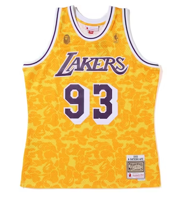 Regata Swingman BAPE X Los Angeles Lakers Mitchell & Ness Hardwood Classics 1993