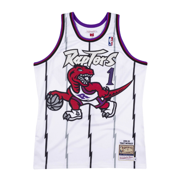 Regata Authentic Toronto Raptors Mitchell & Ness Hardwood Classics Branca 1998-99